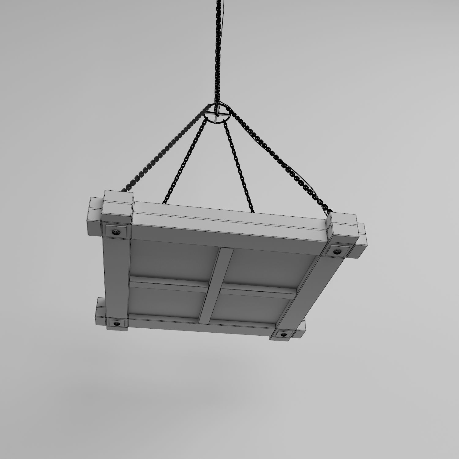 Chandelier wooden hanging light fixture 3D model_5