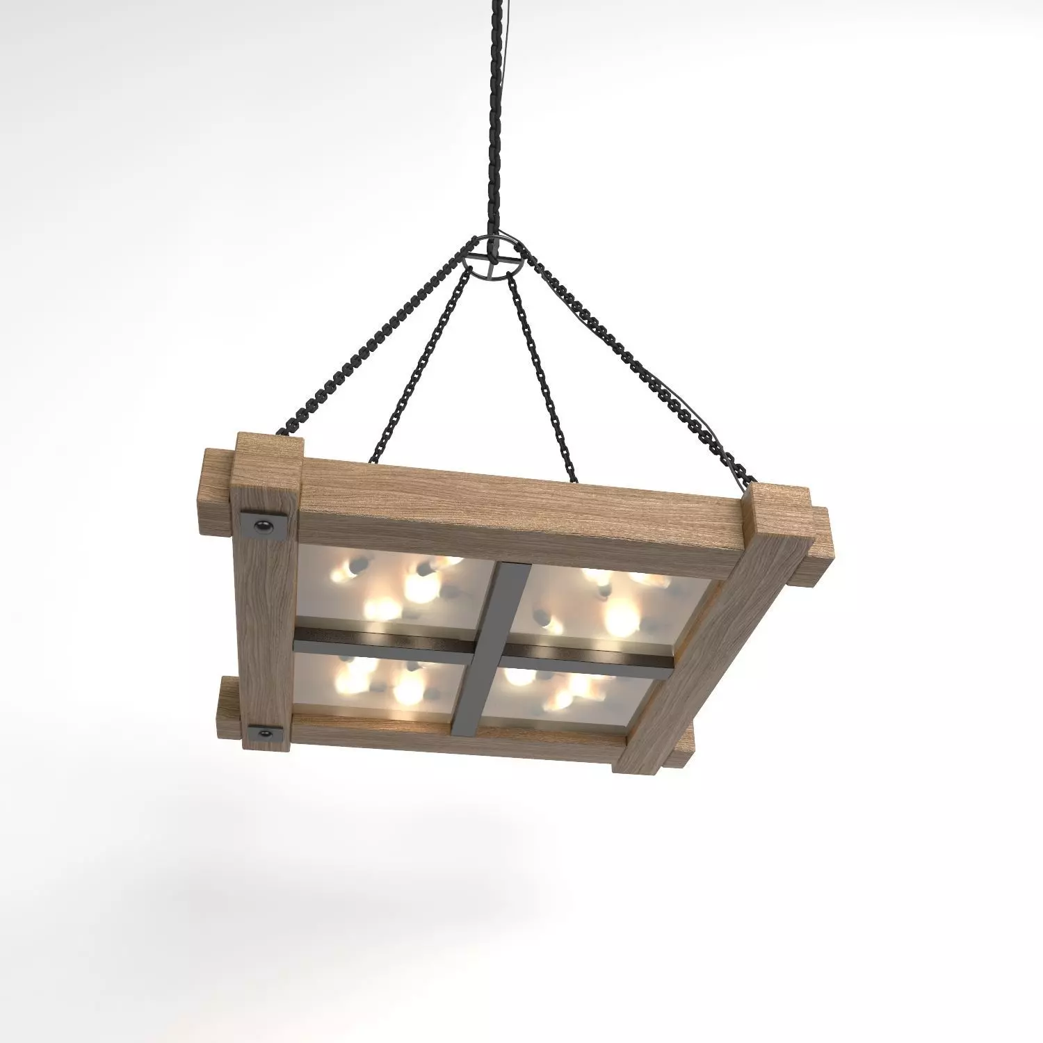 Chandelier wooden hanging light fixture 3D model_0