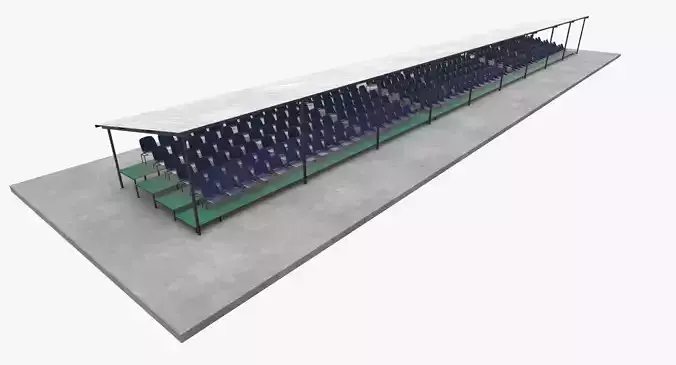 Tribune stadium with seats and roof