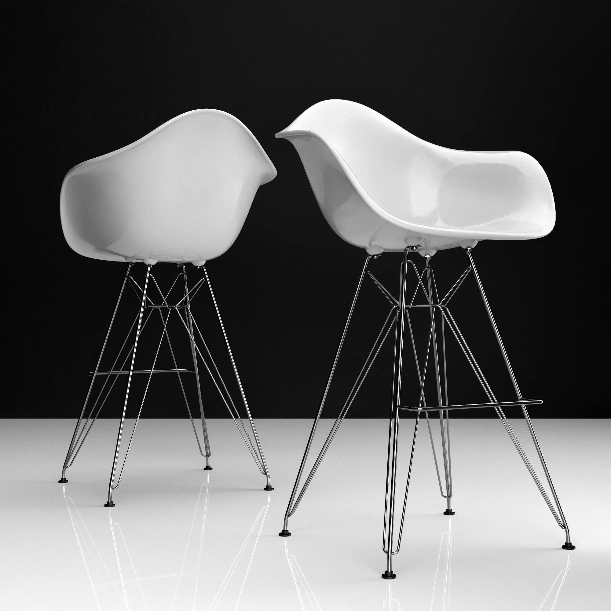 Eames DAR Bar plastic side chairs 3D model