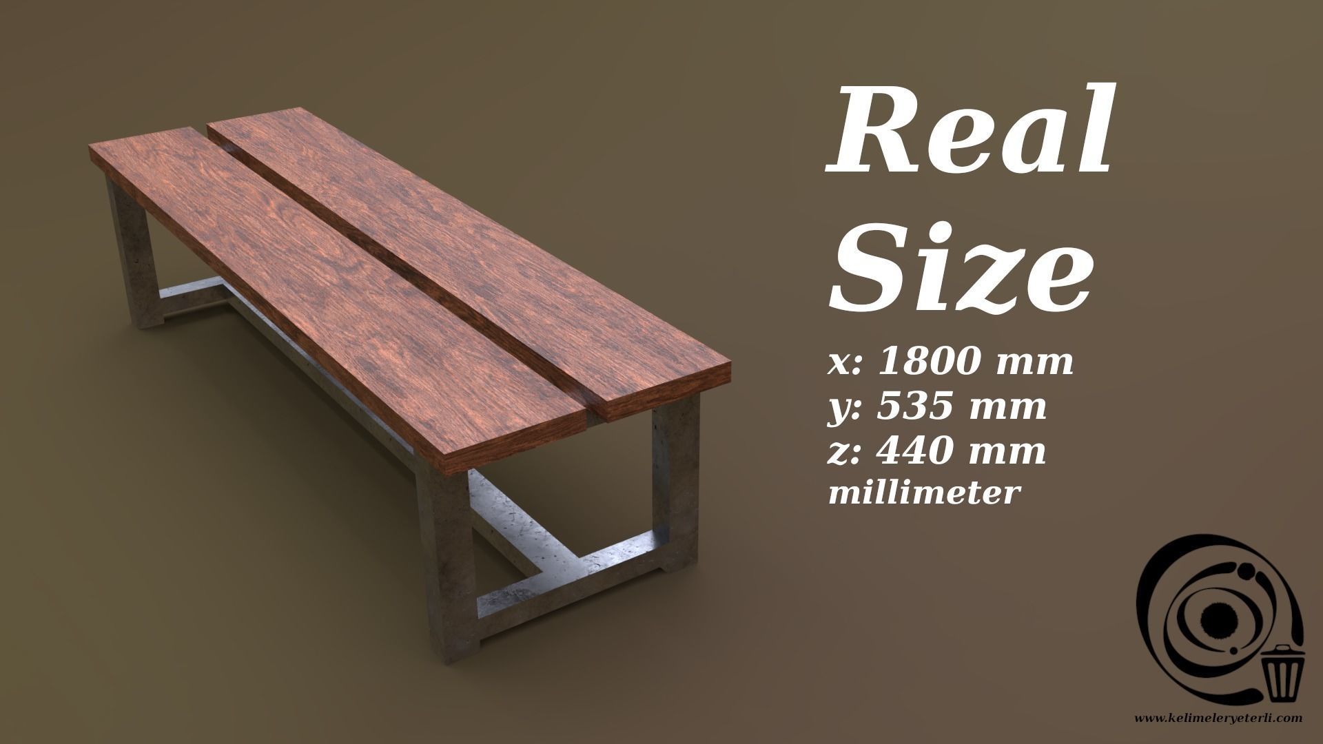 Bench 23 Low-poly 3D model_3