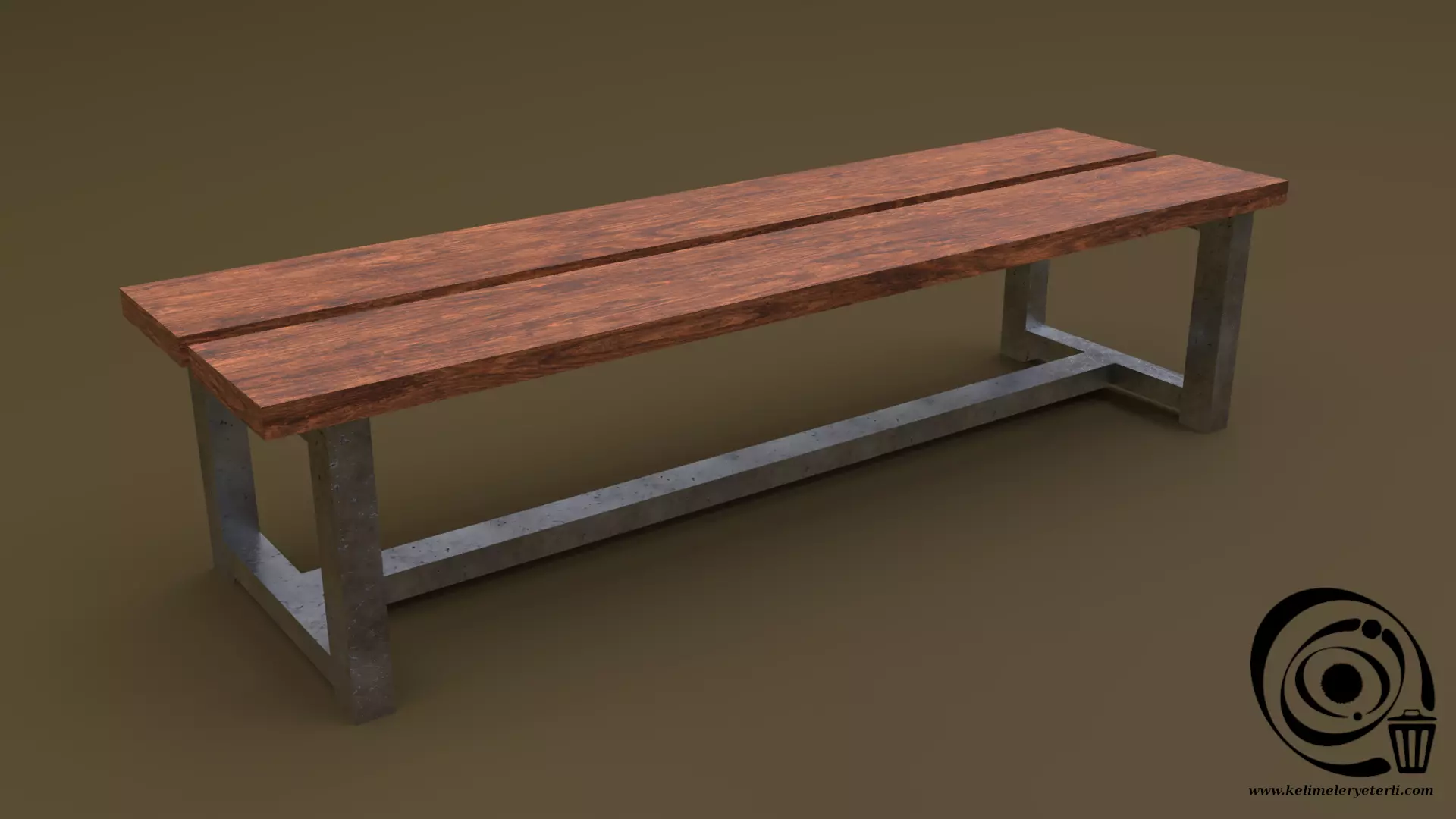 Bench 23 Low-poly 3D model_0