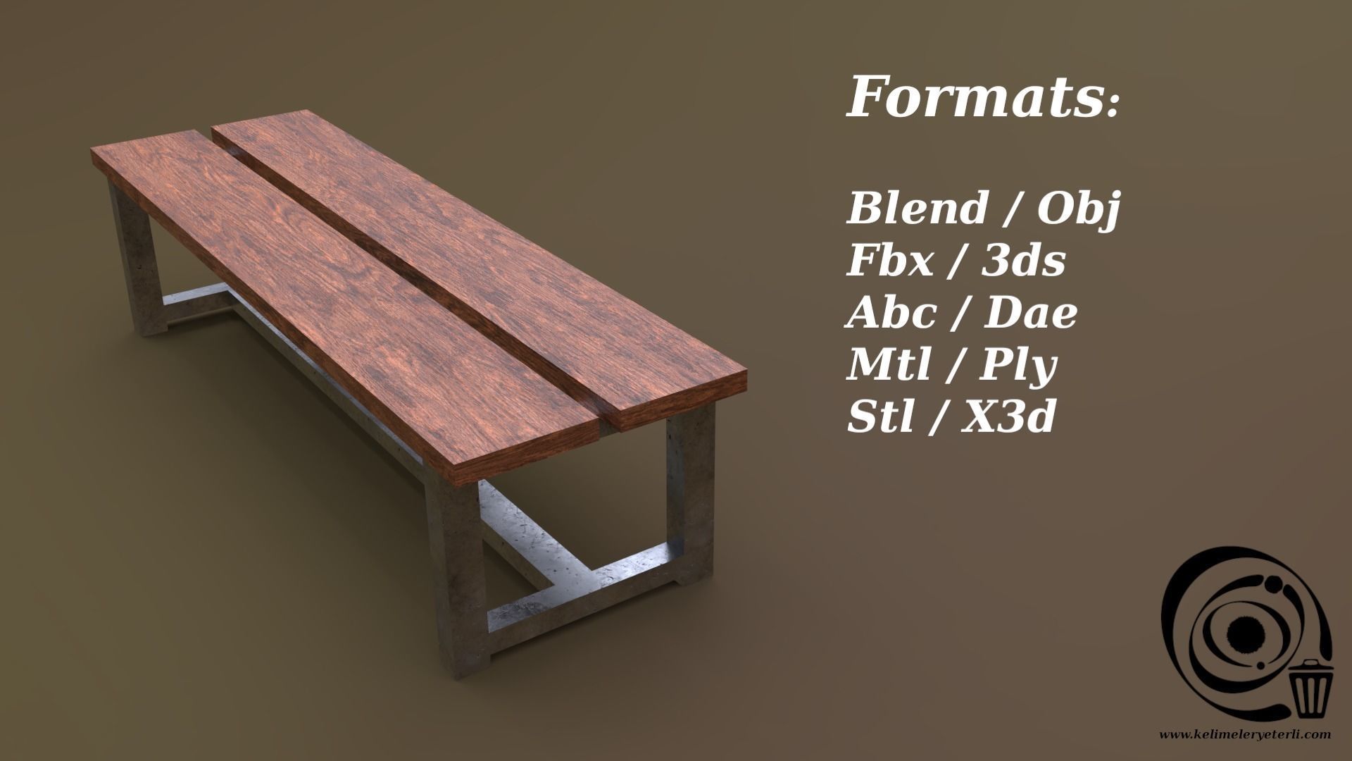 Bench 23 Low-poly 3D model_2
