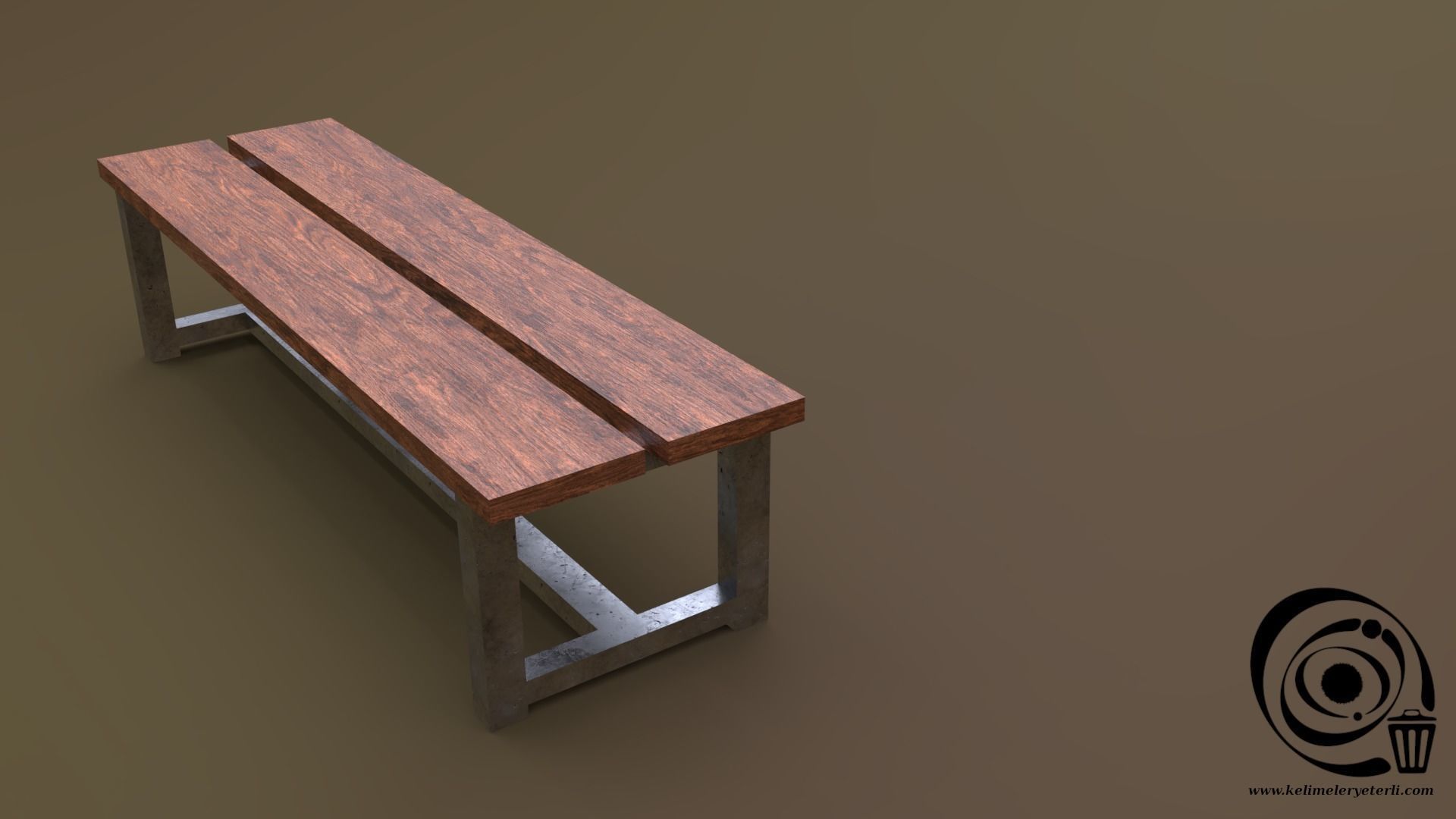 Bench 23 Low-poly 3D model_1