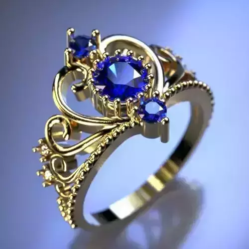 Crown ring Silver Gold  Print