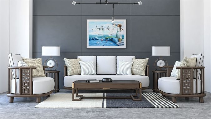 Oddiyana wooden livingroom scene 3D model