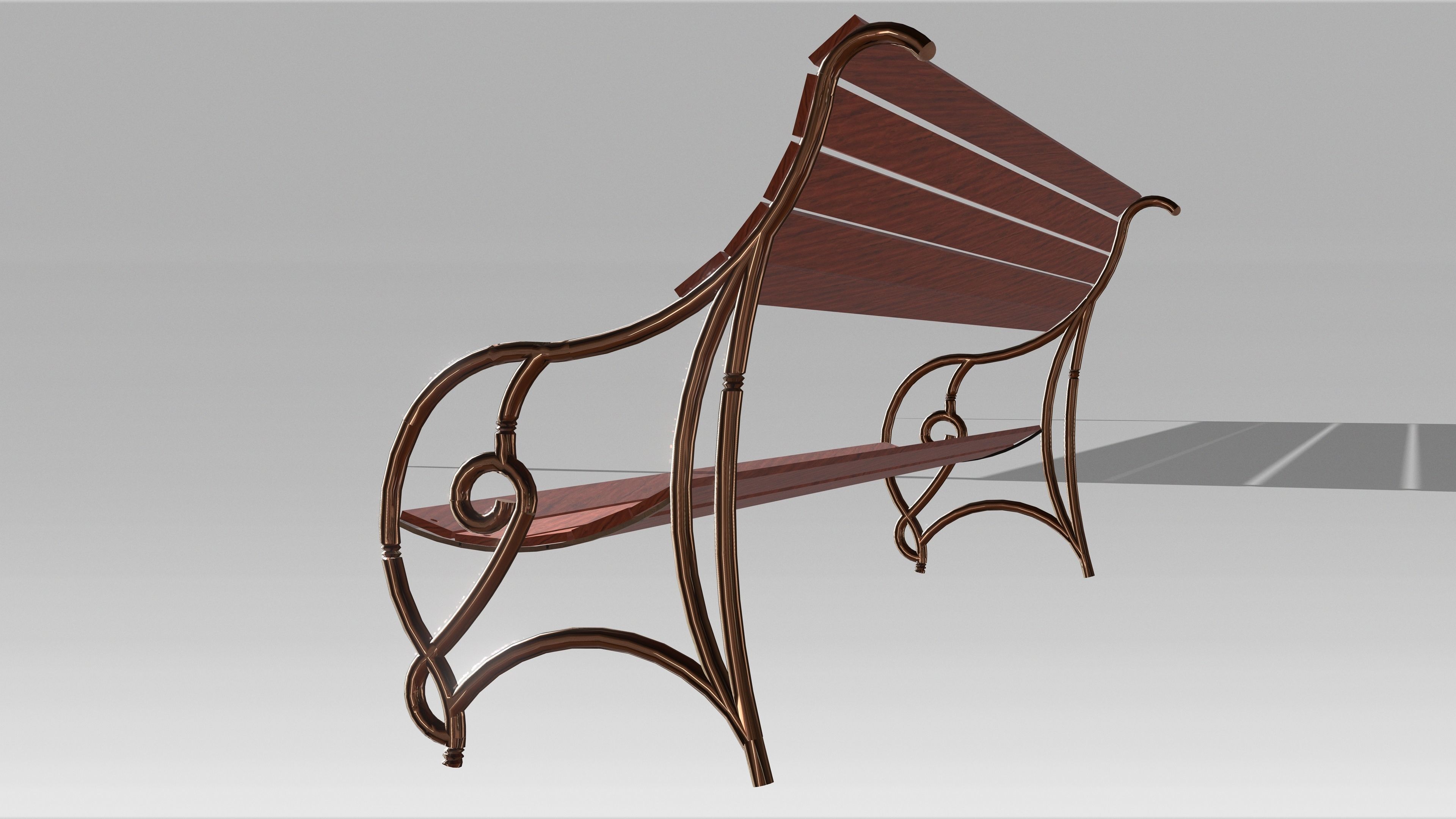 park Bench model Low-poly 3D model_1