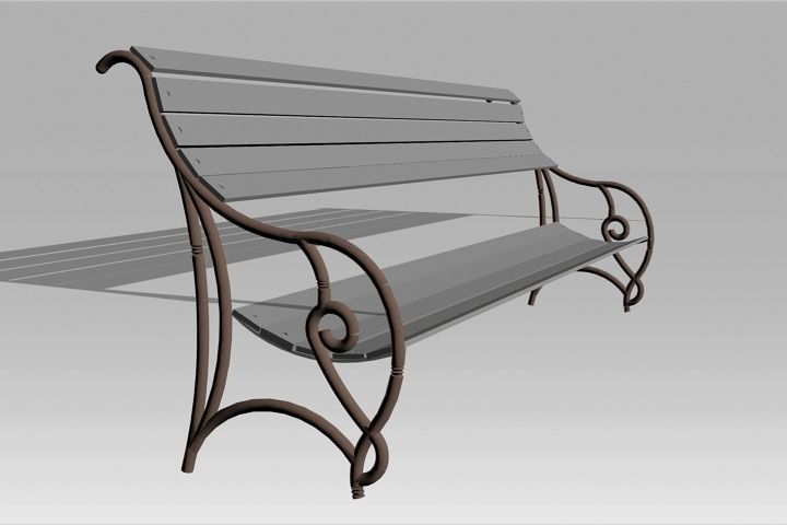 park Bench model Low-poly 3D model_6