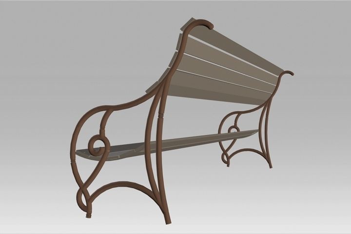 park Bench model Low-poly 3D model_7