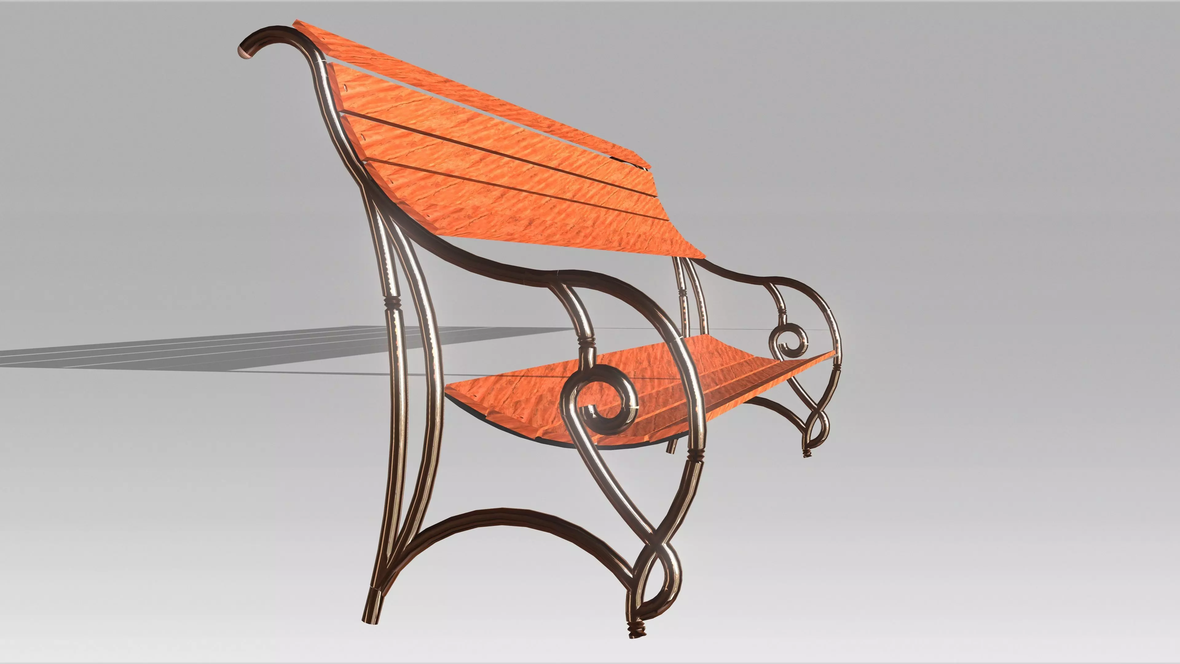 park Bench model Low-poly 3D model_0
