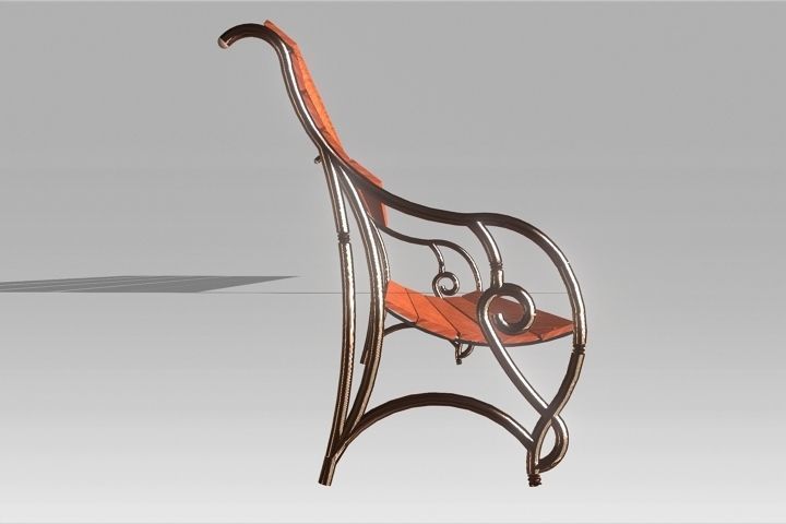 park Bench model Low-poly 3D model_2