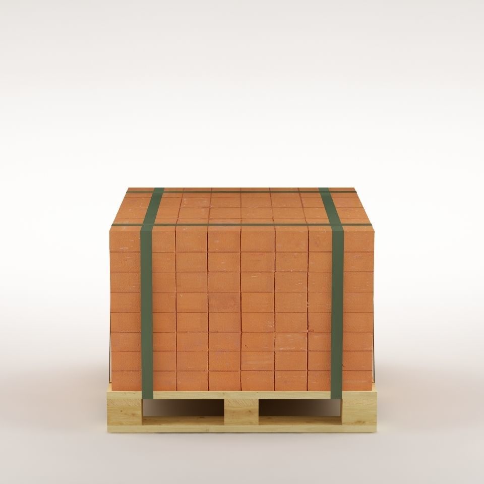 Bricks on the pallet 01 Low-poly 3D model_7