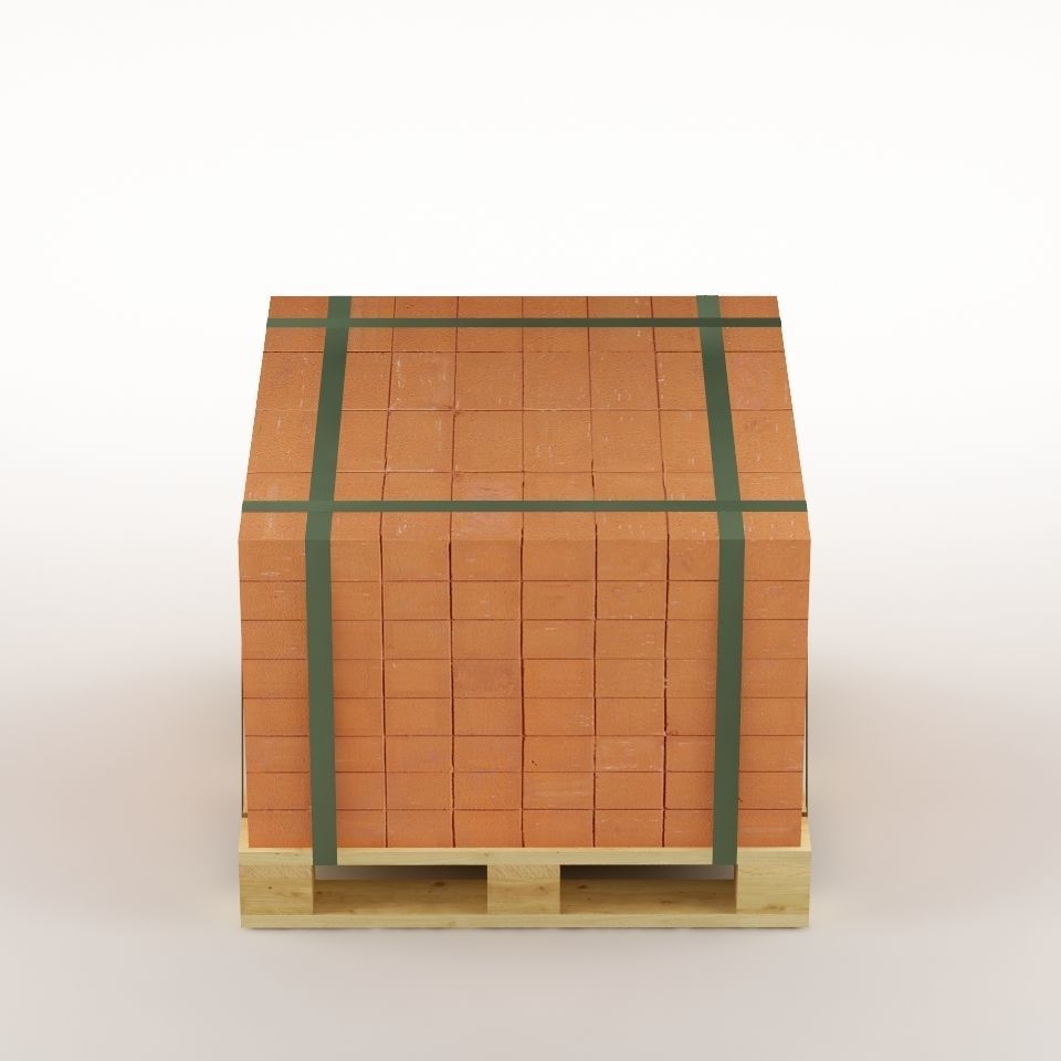 Bricks on the pallet 01 Low-poly 3D model_3