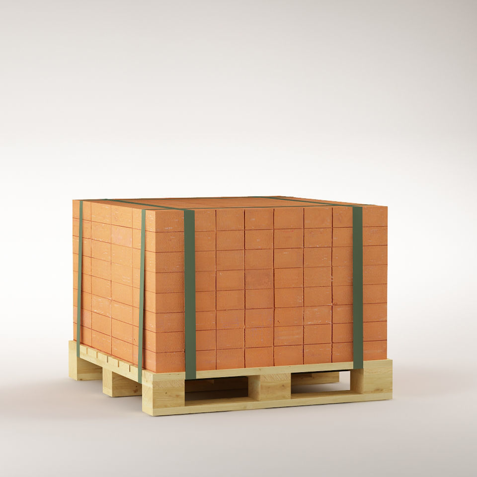 Bricks on the pallet 01 Low-poly 3D model_2