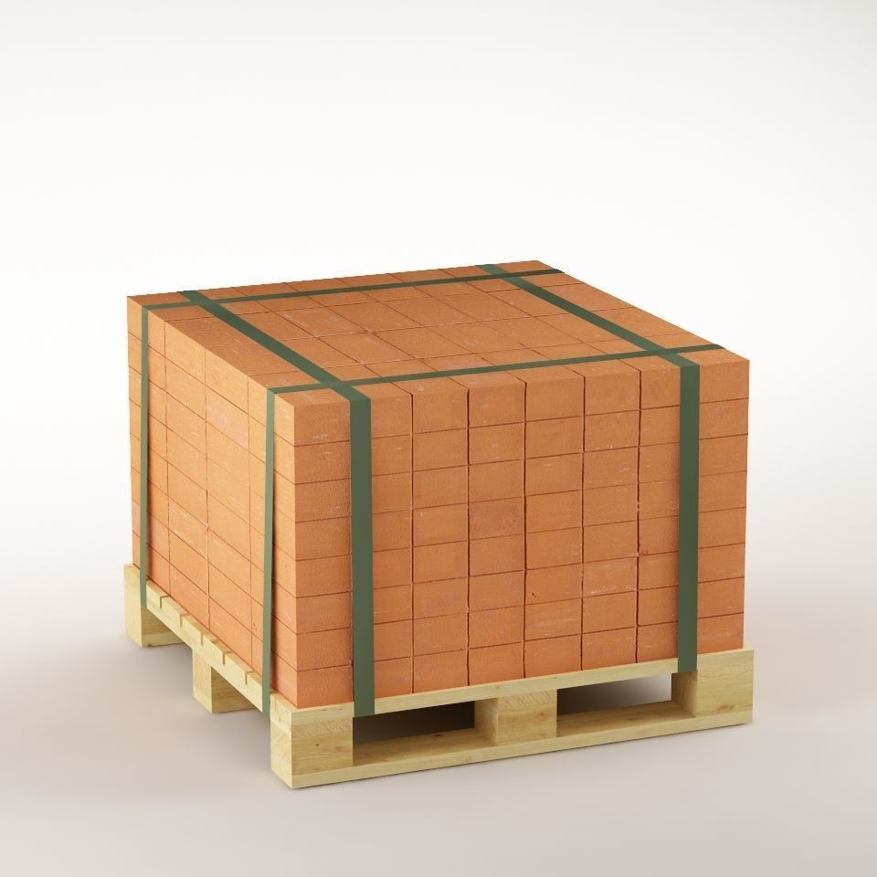 Bricks on the pallet 01 Low-poly 3D model_4