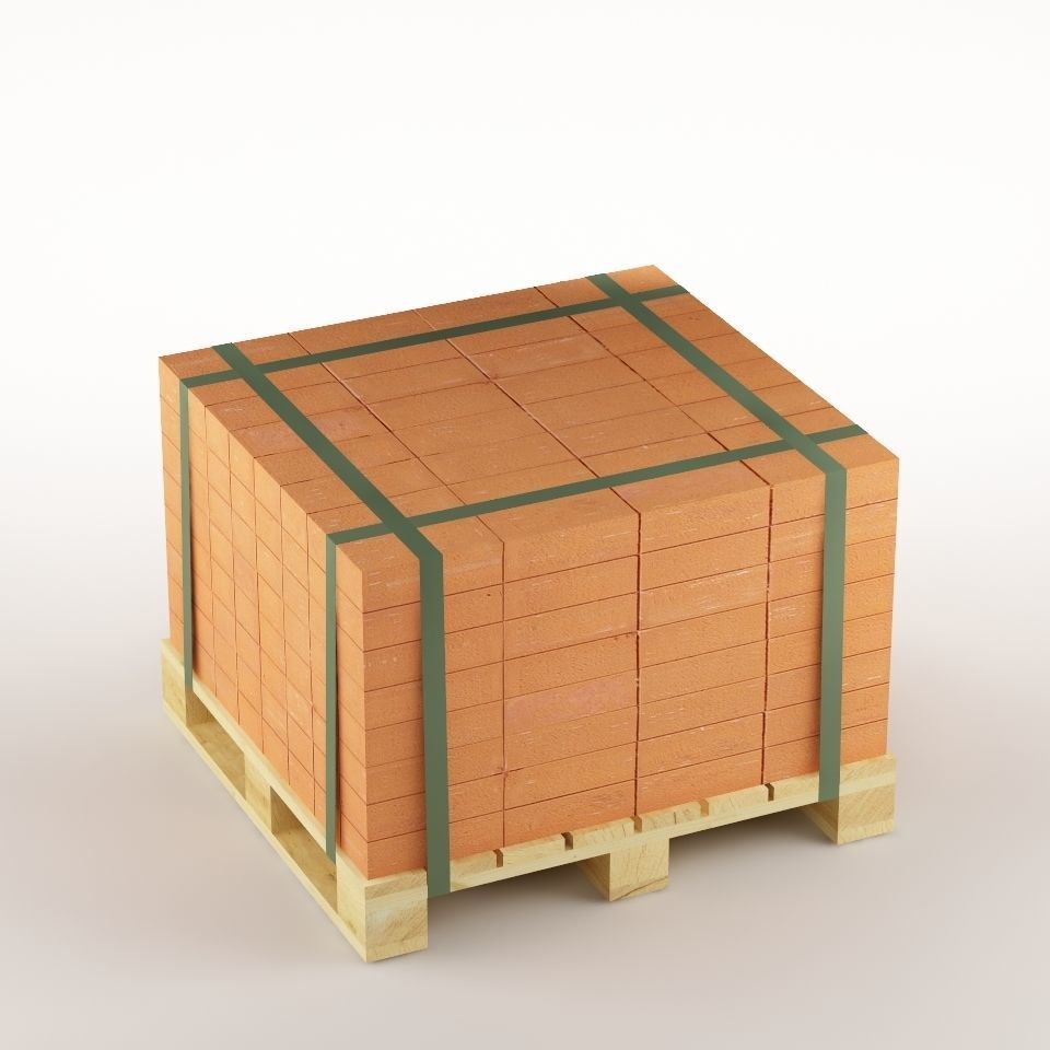 Bricks on the pallet 01 Low-poly 3D model_1