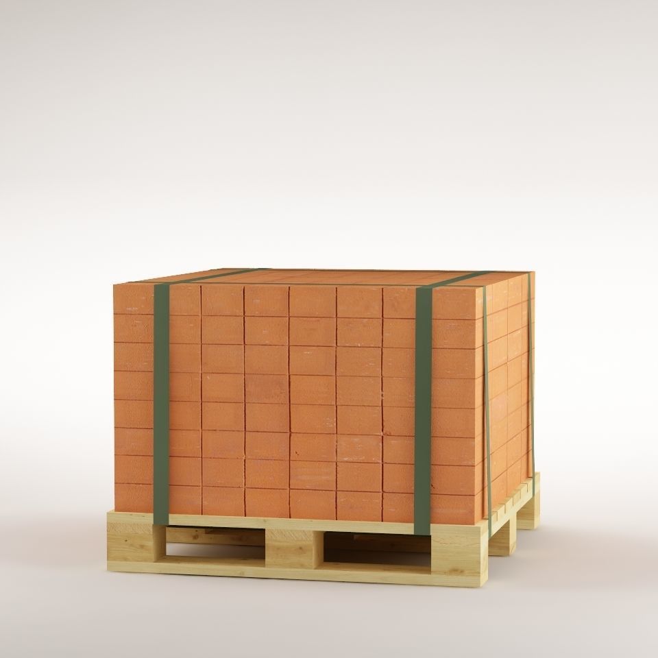 Bricks on the pallet 01 Low-poly 3D model_5