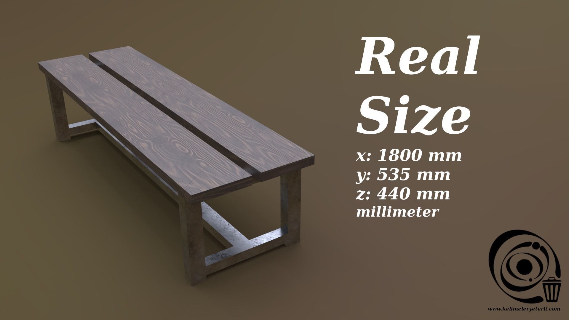 Bench 24 Low-poly 3D model_3
