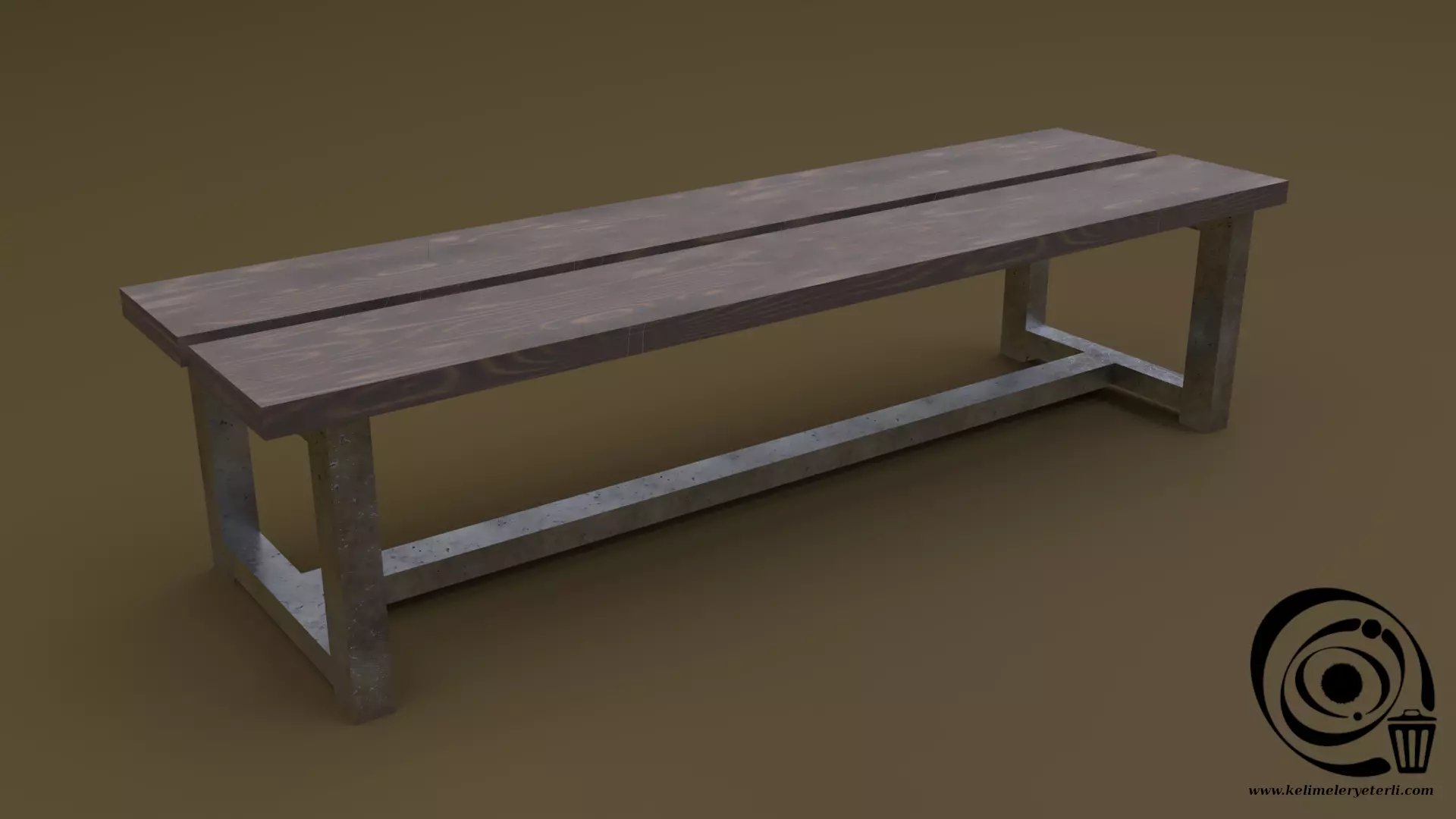 Bench 24 Low-poly 3D model_0