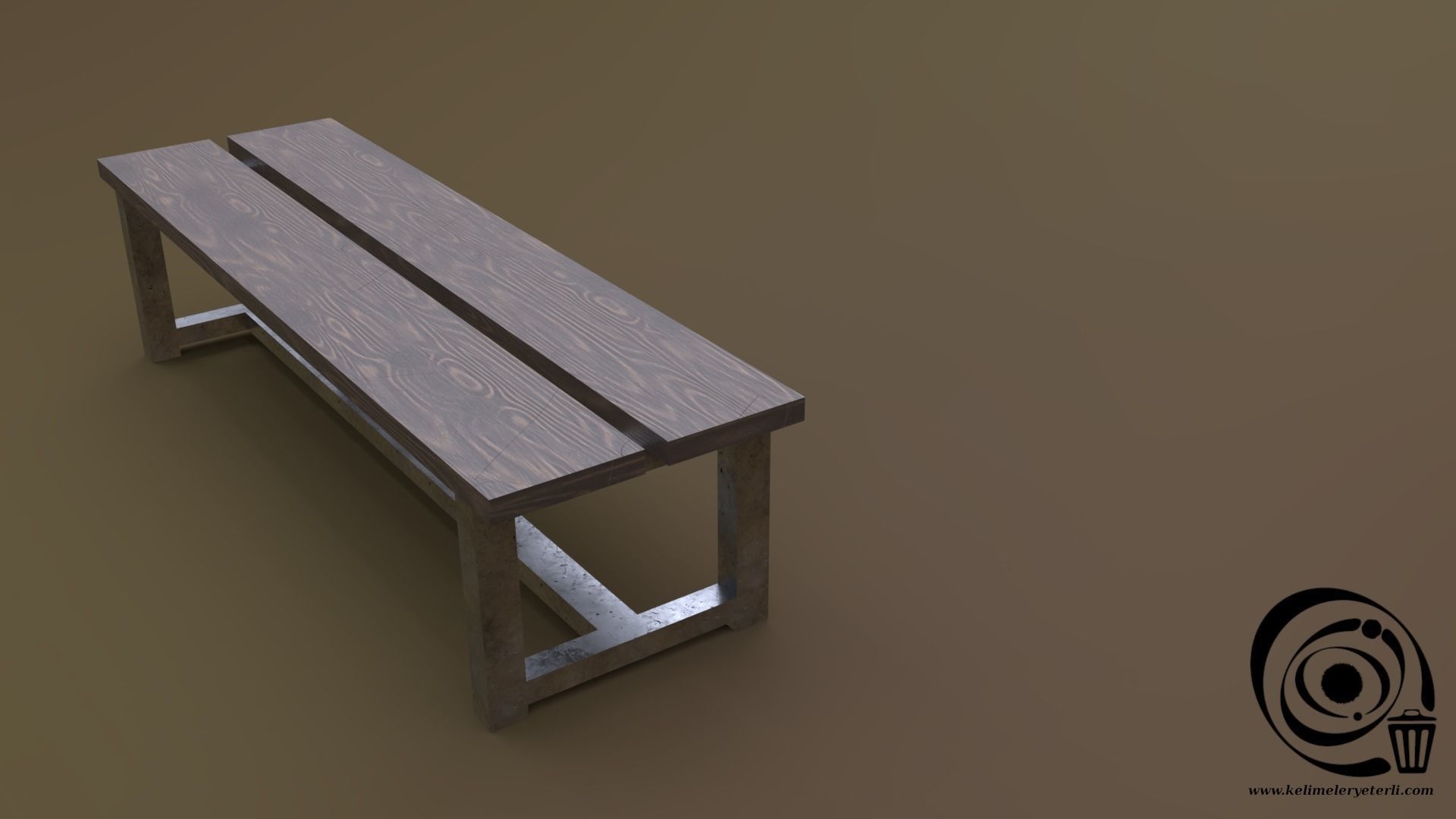 Bench 24 Low-poly 3D model_1