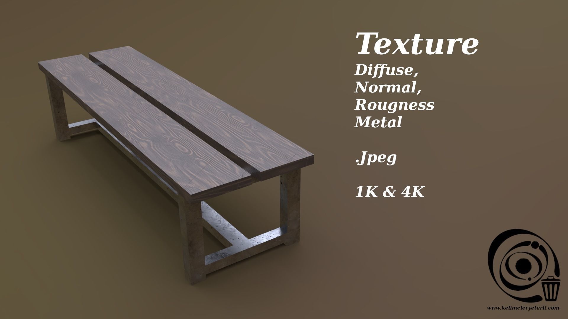 Bench 24 Low-poly 3D model_4