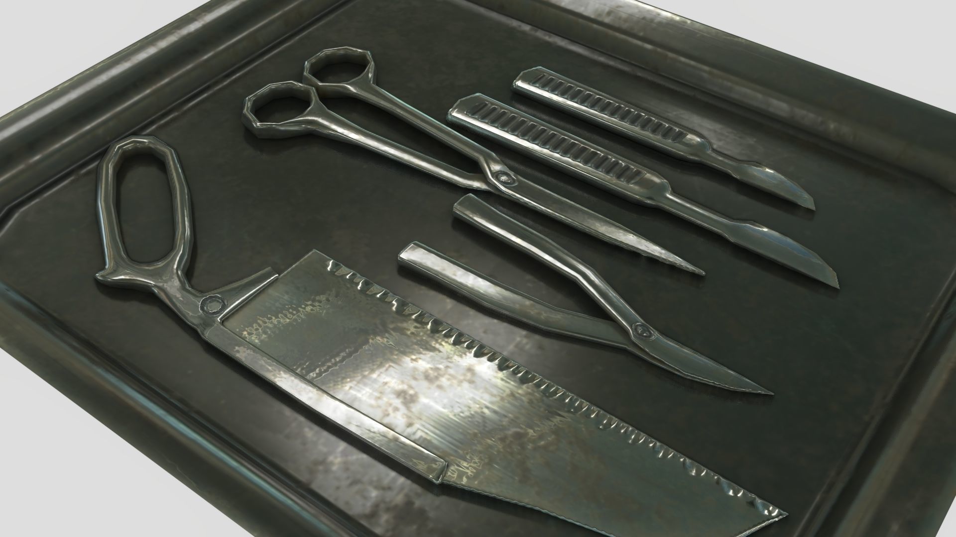 Low Poly Vintage Modular Morgue With PBR Materials Low-poly 3D model_22