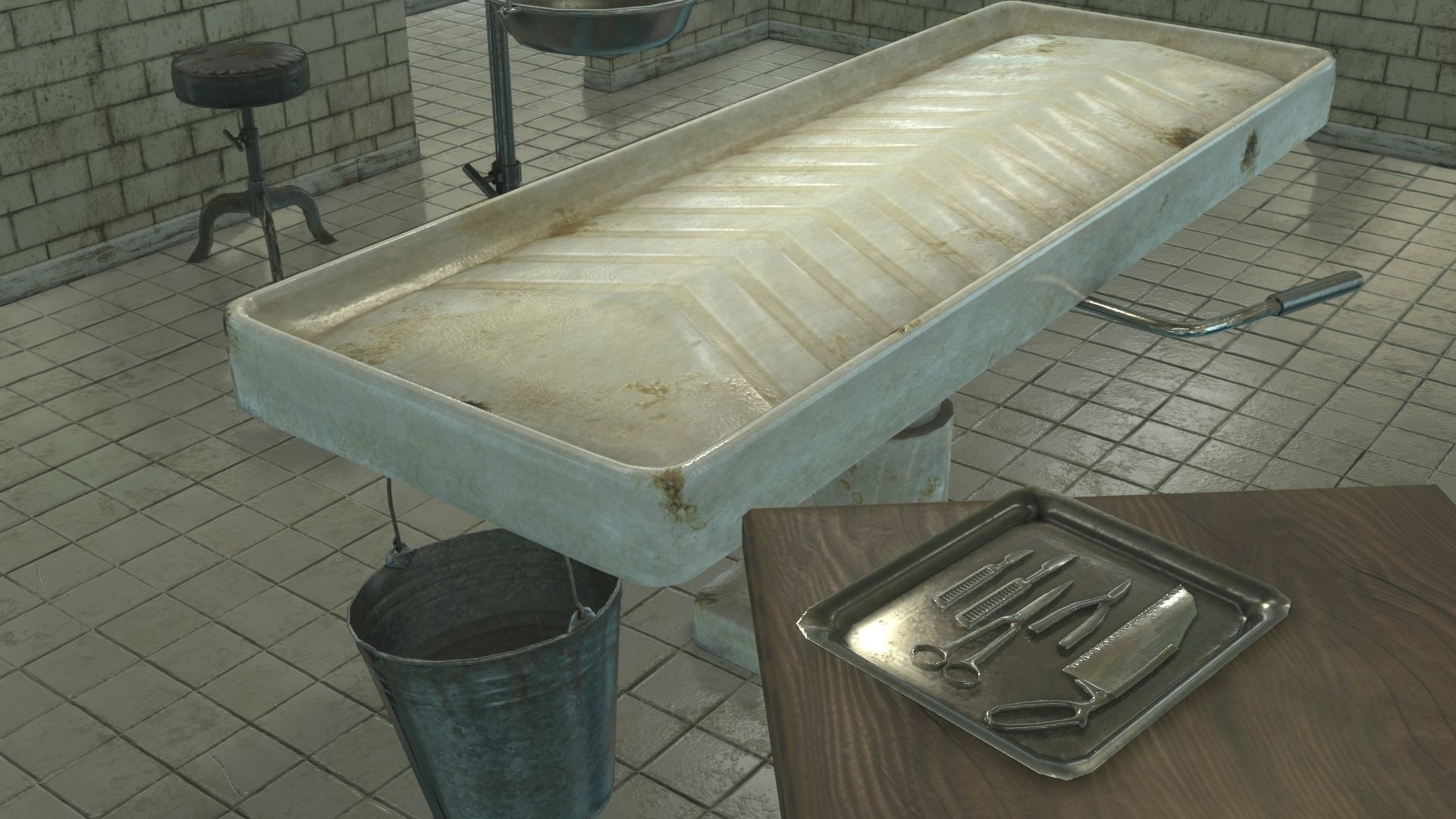 Low Poly Vintage Modular Morgue With PBR Materials Low-poly 3D model_45