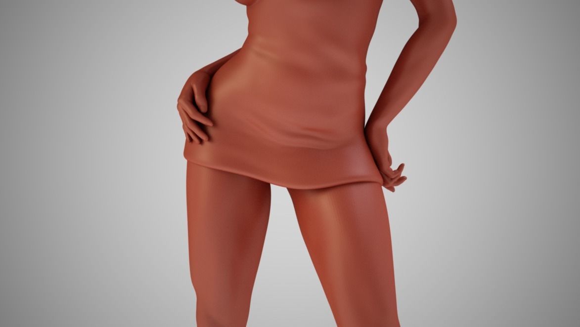 Grace woman in gold dress 3D print model_7