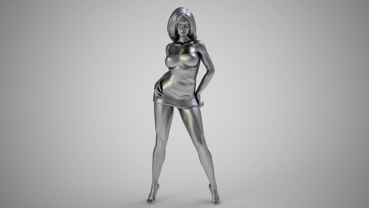 Grace woman in gold dress 3D print model_10