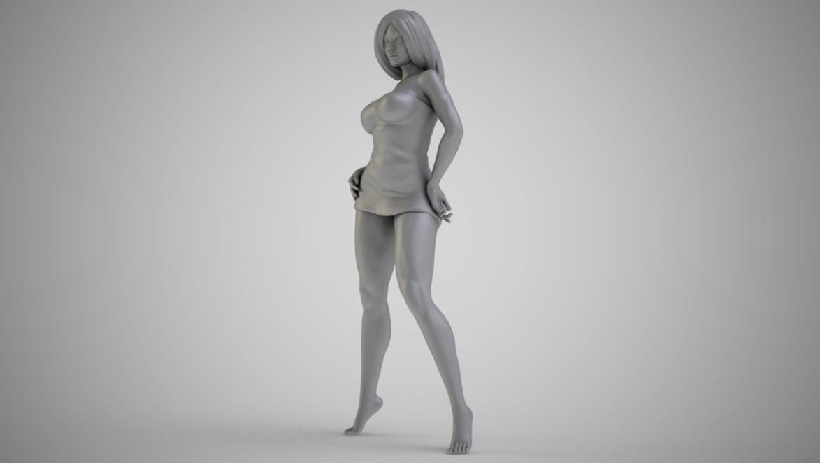 Grace woman in gold dress 3D print model_3
