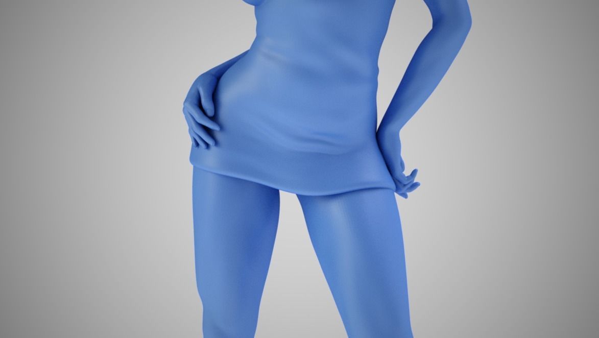 Grace woman in gold dress 3D print model_8