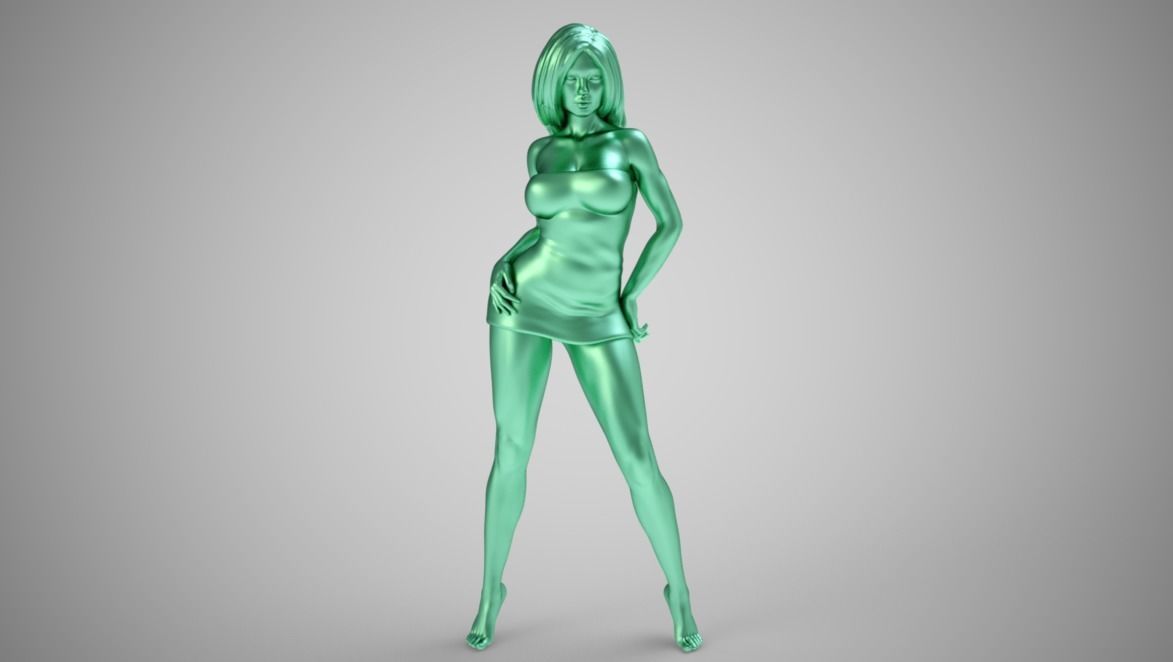 Grace woman in gold dress 3D print model_9