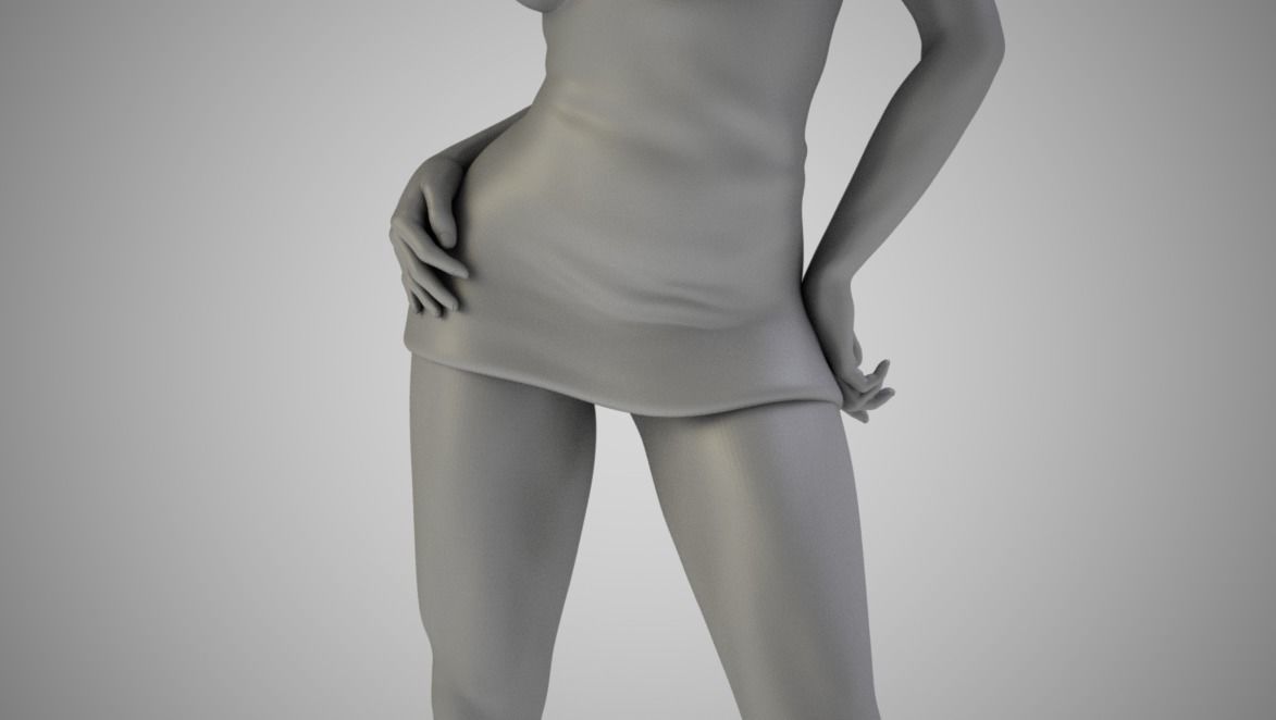 Grace woman in gold dress 3D print model_5
