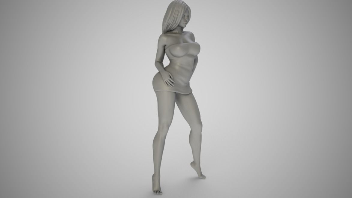 Grace woman in gold dress 3D print model_2