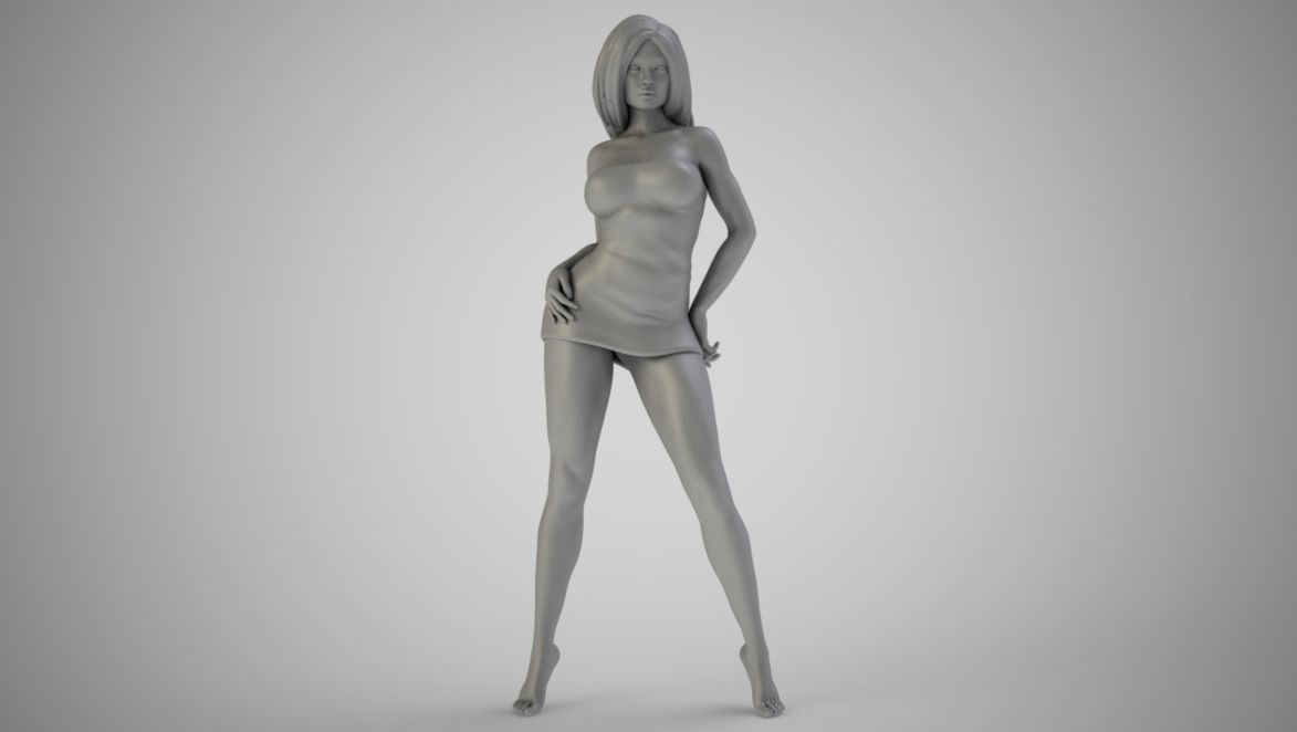 Grace woman in gold dress 3D print model_1