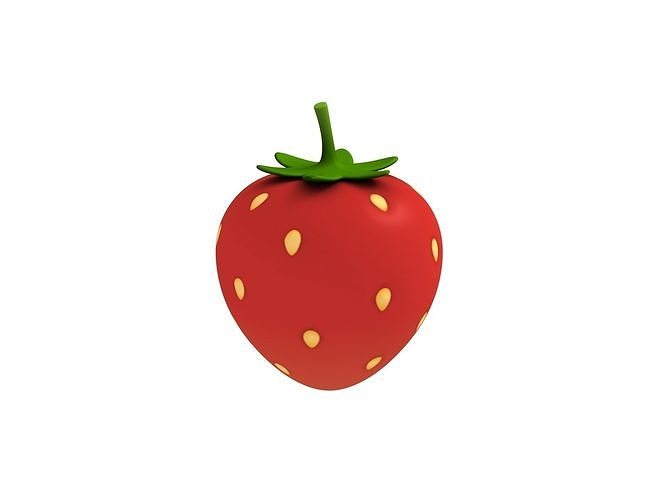 Strawberry Low-poly 3D model 7
