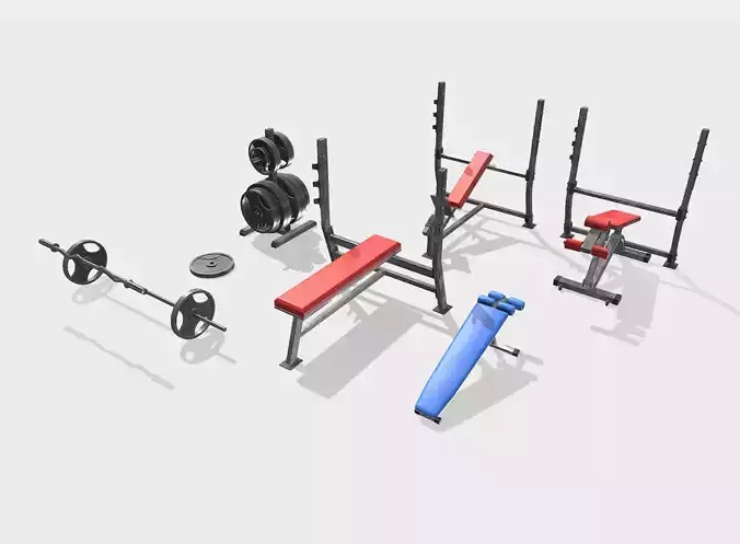 Low Poly PBR Weight Lifting Equipment Low-poly 3D model