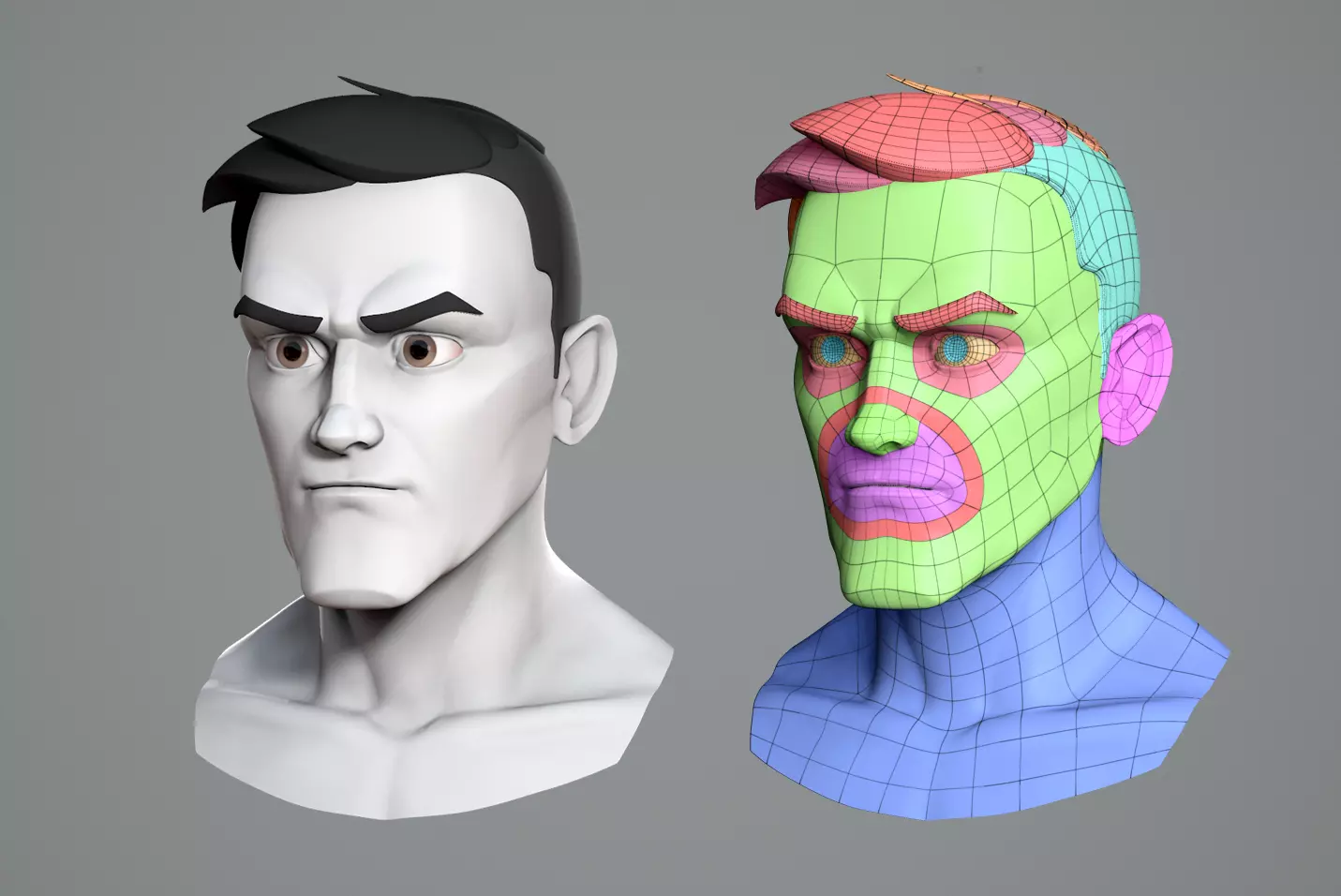 Male cartoon character base mesh 3D model_0