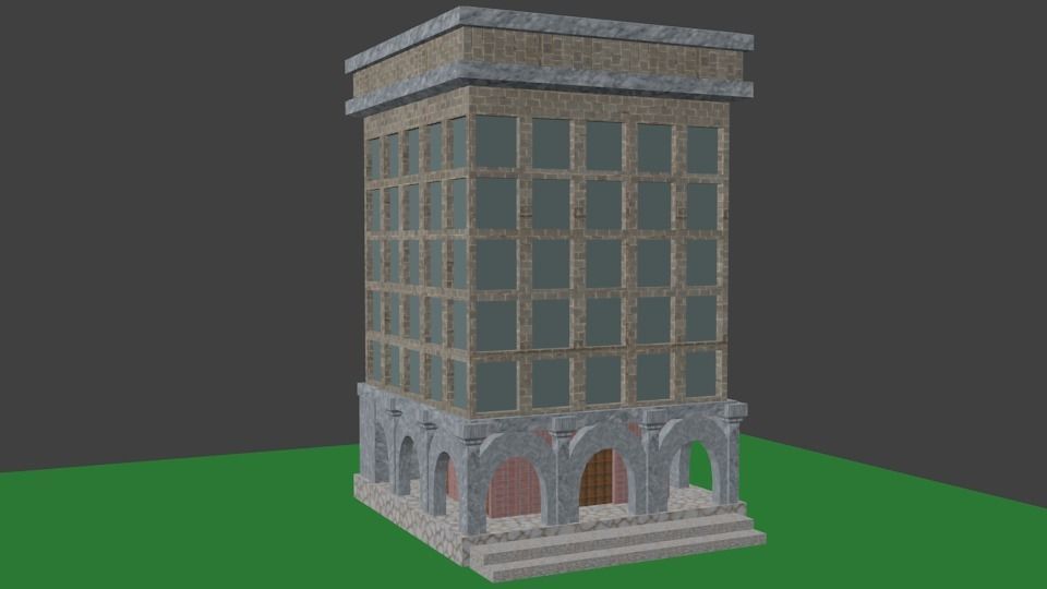 Bilding building in minecraft Low-poly 3D model_4
