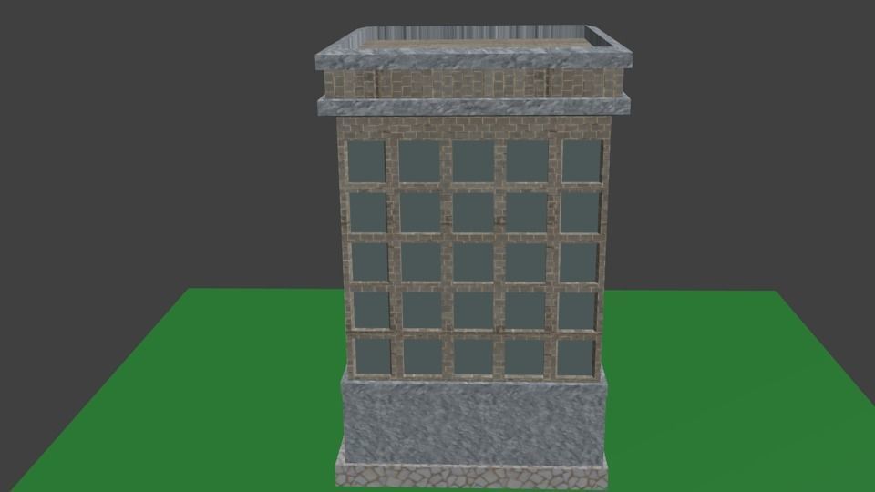 Bilding building in minecraft Low-poly 3D model_3