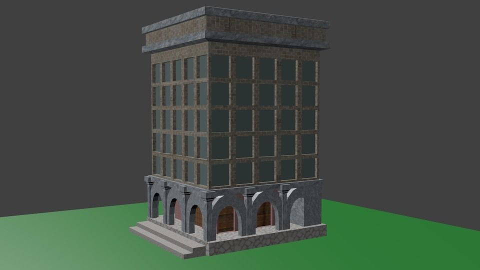 Bilding building in minecraft Low-poly 3D model_5