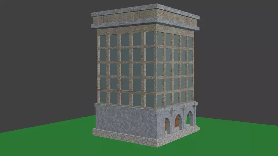 Bilding building in minecraft Low-poly 3D model_0