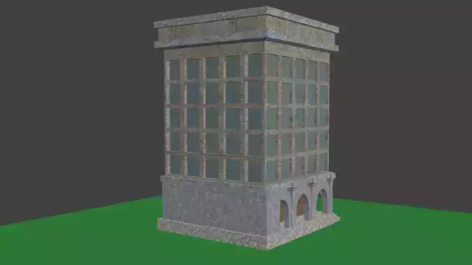 Bilding building in minecraft Low-poly 3D model