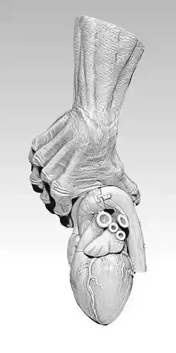 Realistic Heart Hand Pendant jewelry model 3D print model