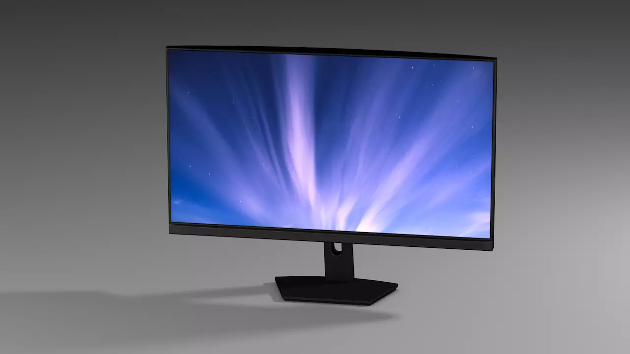 computer monitor Low-poly 3D model_0