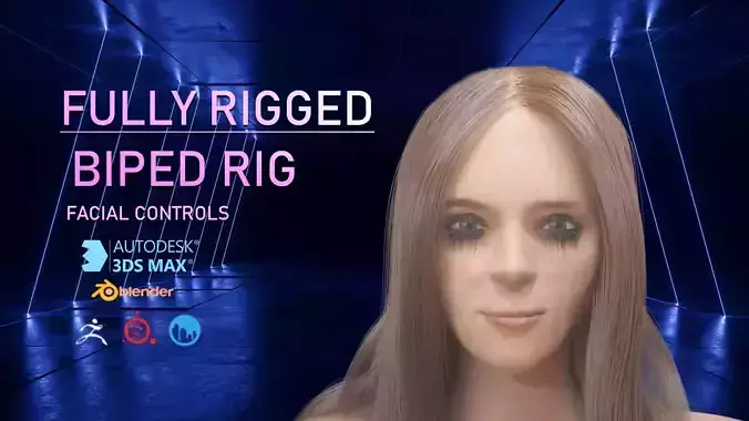 FULLY RIGGED FEMALE CHARACTER  Low-poly 3D model