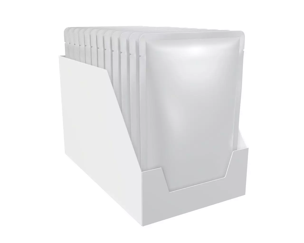 Blank Pet Food Foil Pouch Bag Set Mock Up 3D model_0