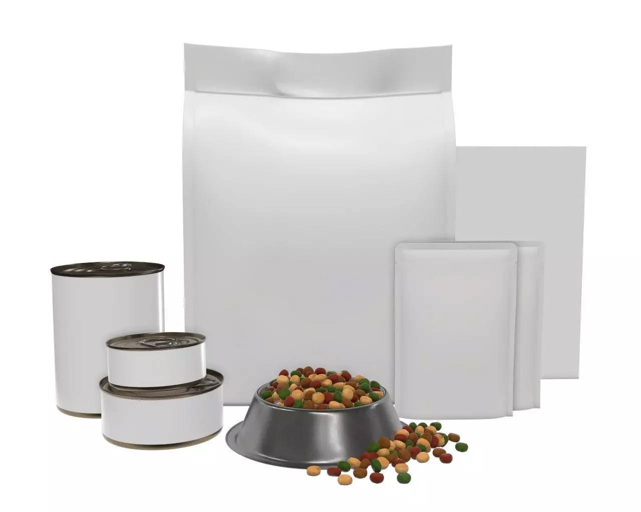 Blank Pet Food Package Set 3D model_0