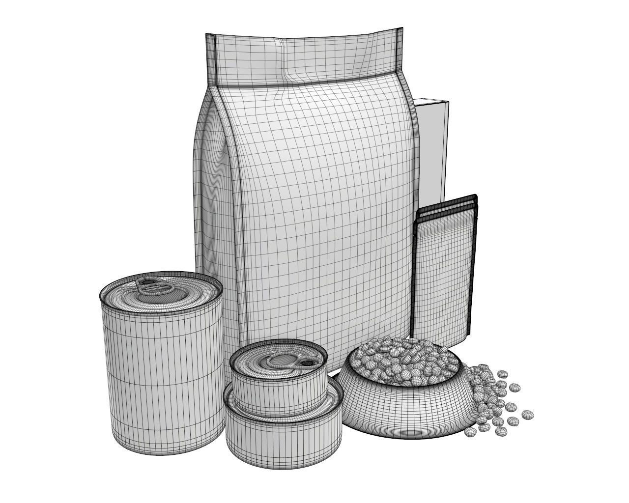 Blank Pet Food Package Set 3D model_7