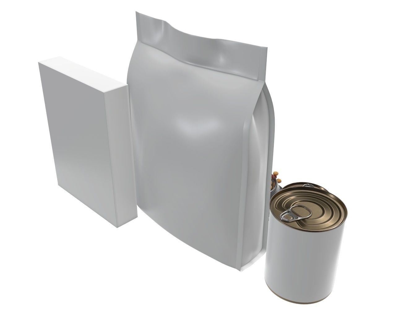 Blank Pet Food Package Set 3D model_4